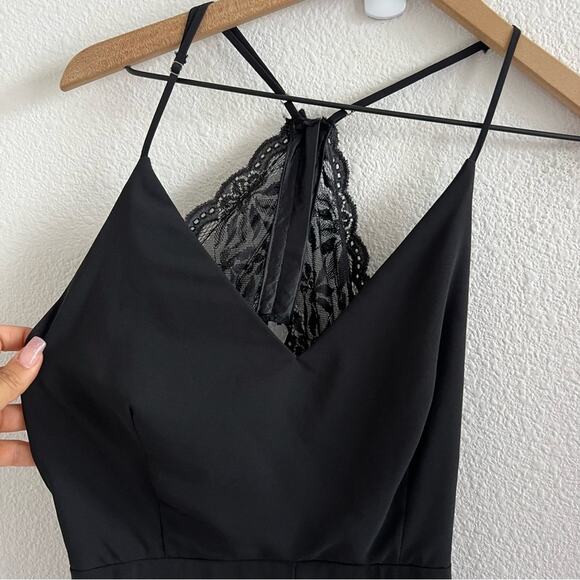 Lulu's Story of a Starry Night Black Backless Lace Maxi Dress Slit Medium - Picture 3 of 10